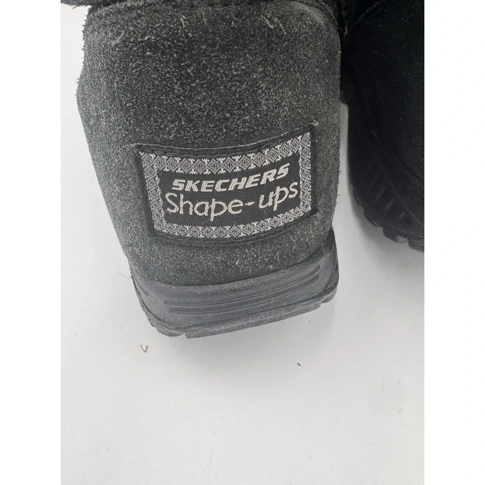 Skechers Shape Ups Avalanche Boots Size 10 Black Faux Fur Lined Calf High Buckle